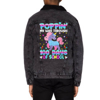 Poppin' My Way Through 100 Days Of School Unicorn Pop It T Shirt Unisex Sherpa-lined Denim Jacket | Artistshot