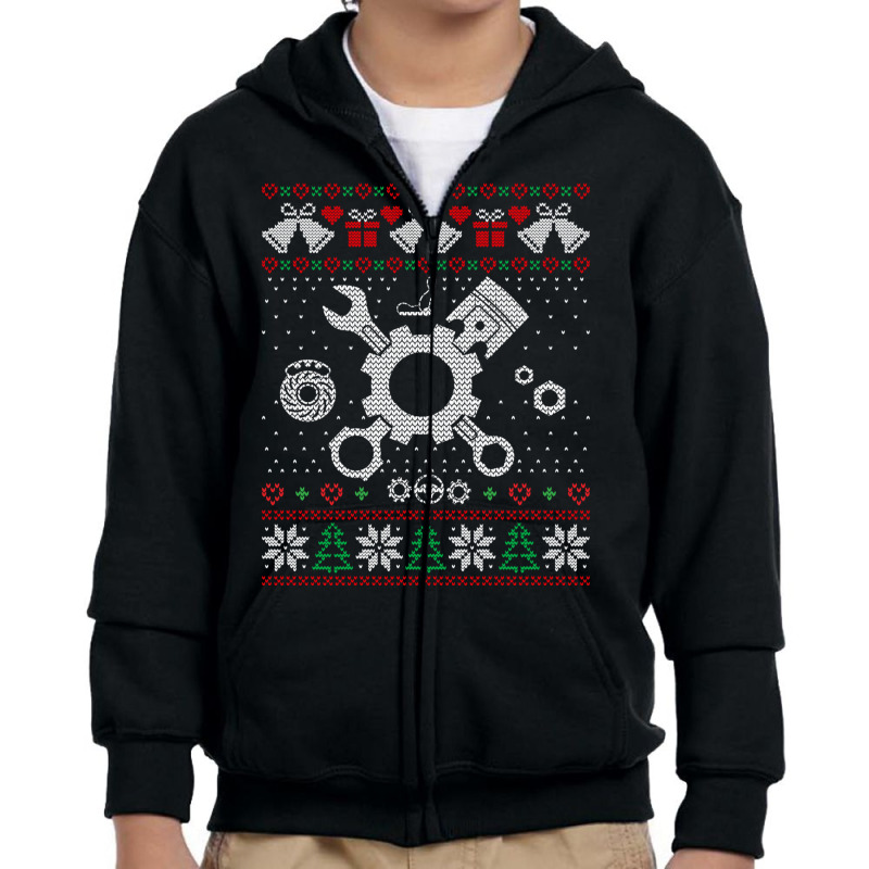 Ugly Car Parts Sweater Car Ugly Sweater Funny Ugly Christmas Long Slee Youth Zipper Hoodie | Artistshot