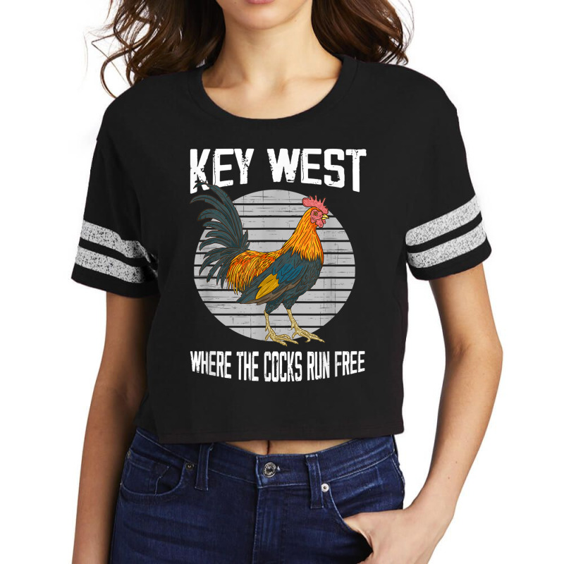 Key West Florida Where The Cocks Run Free T Shirt Scorecard Crop Tee by matheeishilo | Artistshot