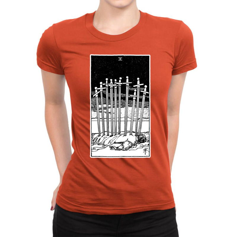 Ten Of Swords   X Of Swords   Tarot Card   Major Arcana   Fortune Tell Ladies Fitted T-Shirt by jogetinanoe | Artistshot