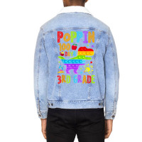 Poppin 100 Days 3rd Grade Dinosaur School Kid Elementary T Shirt Unisex Sherpa-lined Denim Jacket | Artistshot