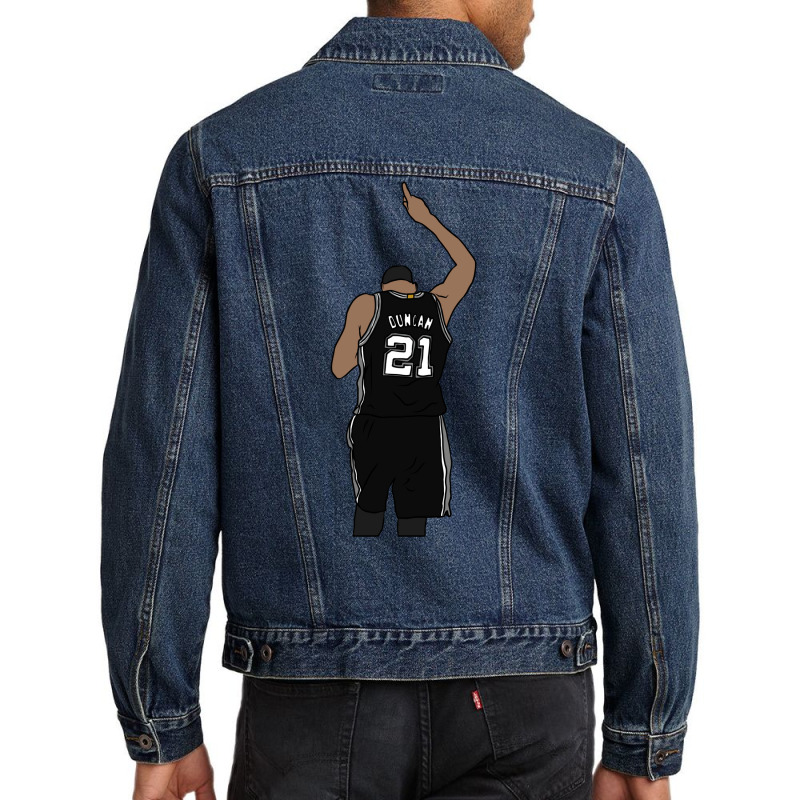 Tim Duncan Pointing Up Men Denim Jacket by giatastemimaf | Artistshot