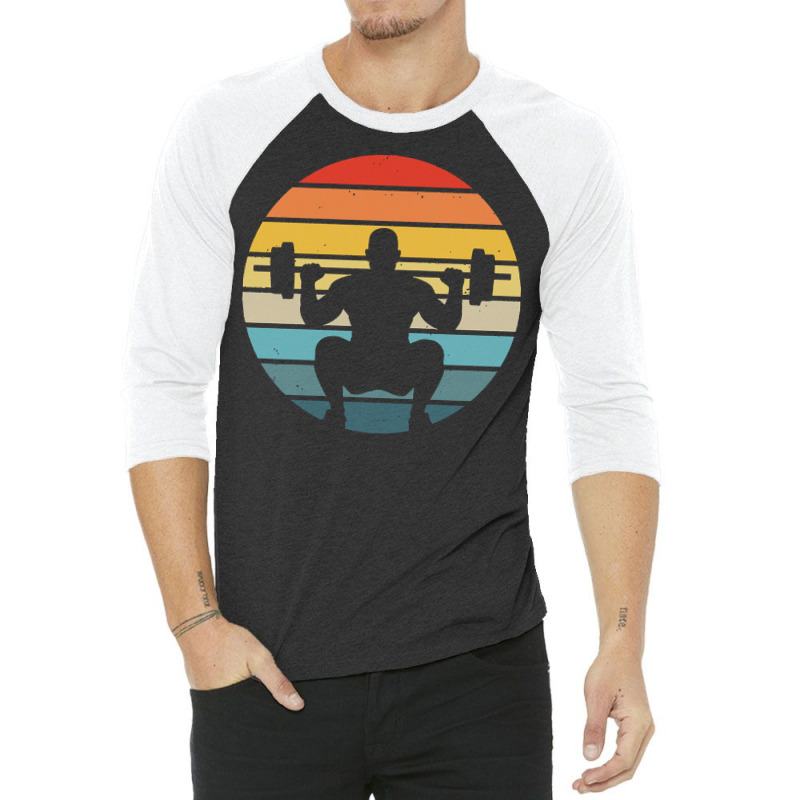 Squat T  Shirt Squat Silhouette On A Distressed Retro Sunset Print T 3/4 Sleeve Shirt | Artistshot