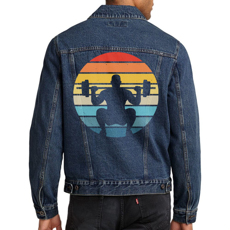 Squat T  Shirt Squat Silhouette On A Distressed Retro Sunset Print T Men Denim Jacket | Artistshot