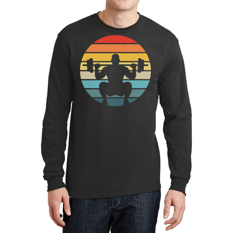 Squat T  Shirt Squat Silhouette On A Distressed Retro Sunset Print T Long Sleeve Shirts | Artistshot