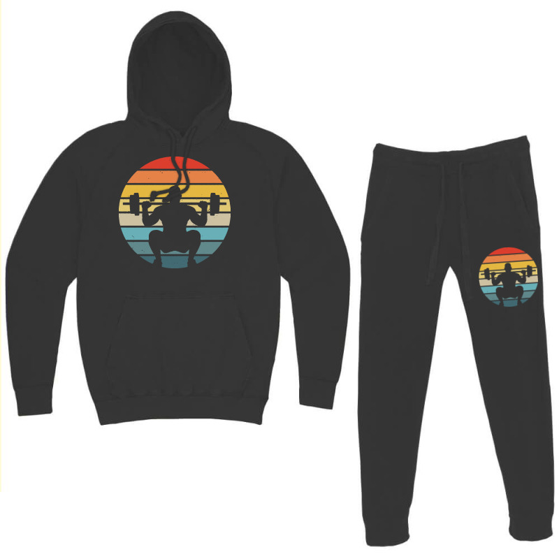 Squat T  Shirt Squat Silhouette On A Distressed Retro Sunset Print T Hoodie & Jogger Set | Artistshot