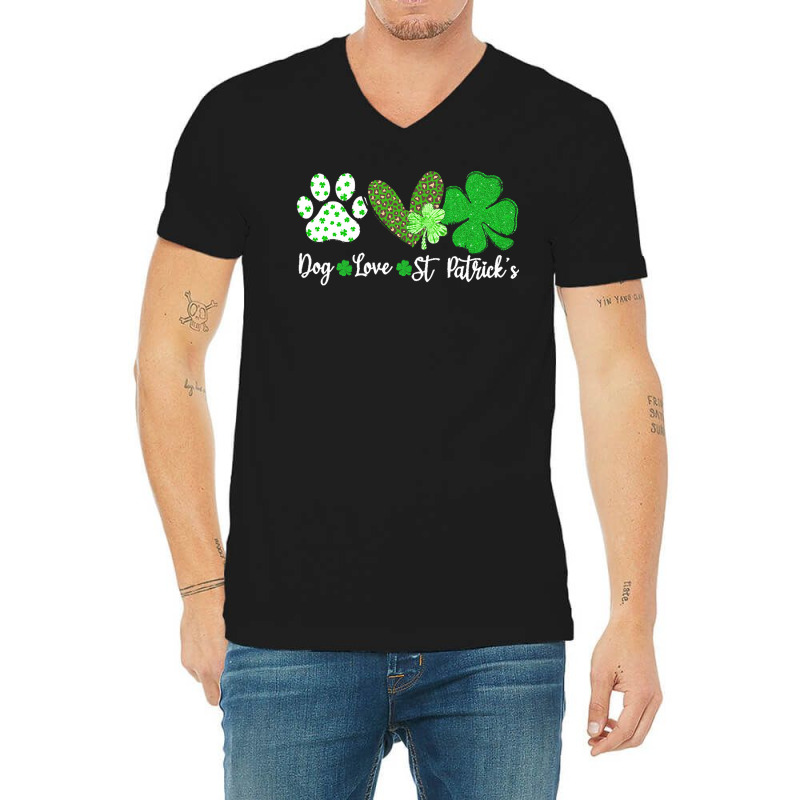 St Paddys Paw Dog Leopard Shenanigans T  Shirt Dog Love St Patricks Da V-neck Tee | Artistshot