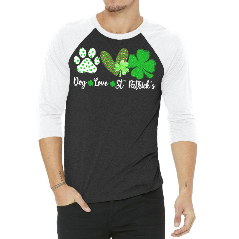 St Paddys Paw Dog Leopard Shenanigans T  Shirt Dog Love St Patricks Da 3/4 Sleeve Shirt | Artistshot