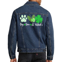 St Paddys Paw Dog Leopard Shenanigans T  Shirt Dog Love St Patricks Da Men Denim Jacket | Artistshot