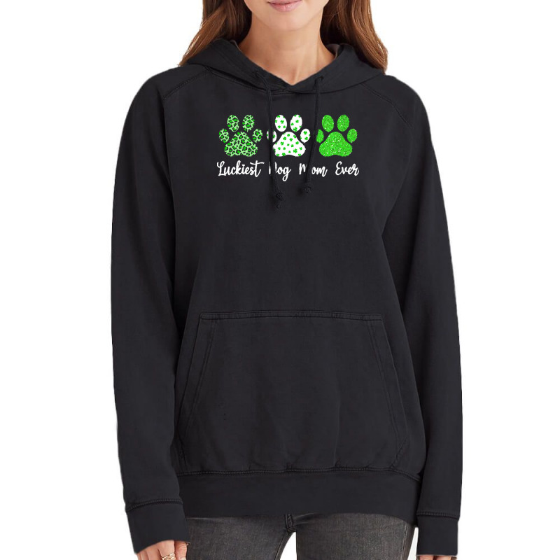 St Paddys Paw Dog Leopard Shenanigans T  Shirt Luckiest Dog Mom Ever S Vintage Hoodie | Artistshot