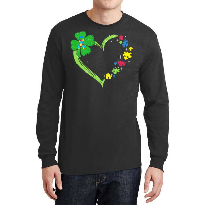 St Patricks Day Autism Awareness Heart T  Shirt Funny Autism St Patric Long Sleeve Shirts | Artistshot