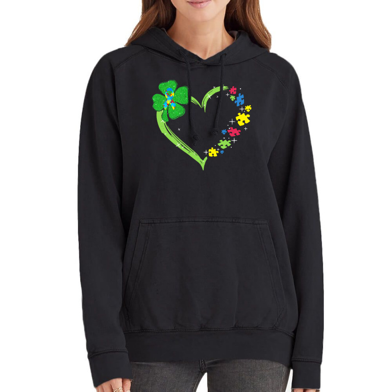 St Patricks Day Autism Awareness Heart T  Shirt Funny Autism St Patric Vintage Hoodie | Artistshot