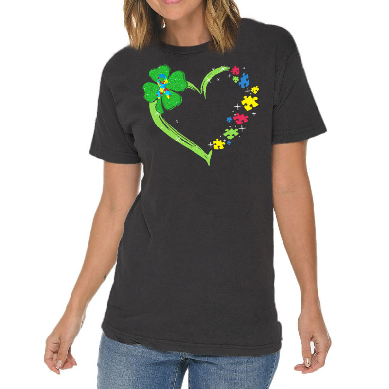 St Patricks Day Autism Awareness Heart T  Shirt Funny Autism St Patric Vintage T-shirt | Artistshot