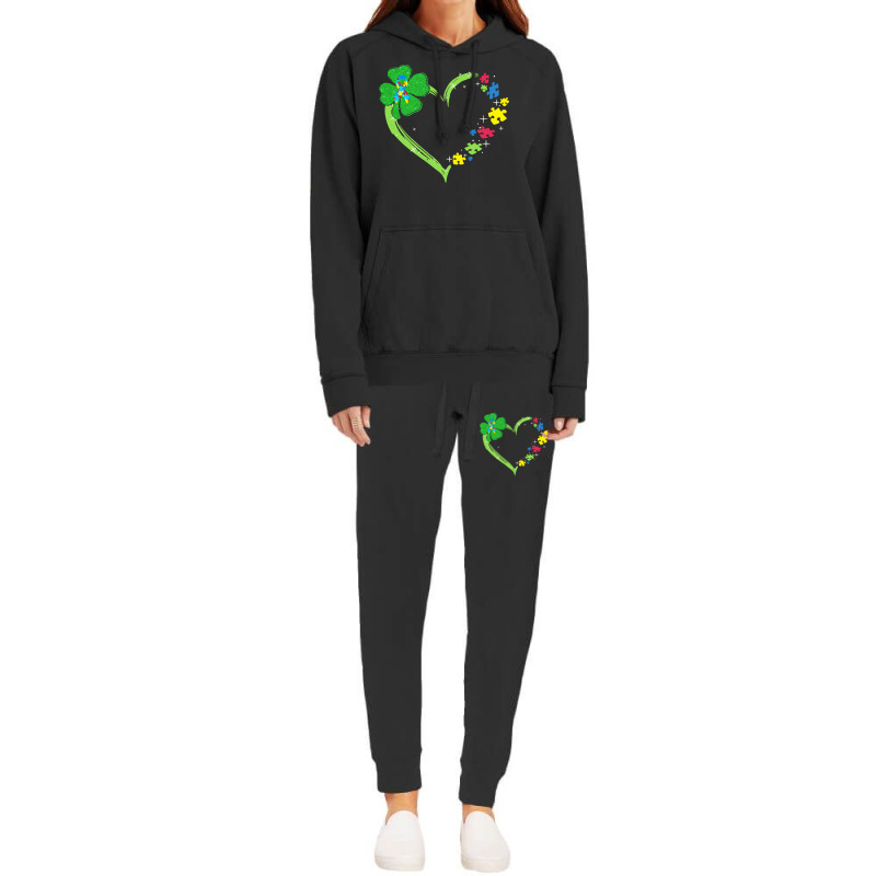 St Patricks Day Autism Awareness Heart T  Shirt Funny Autism St Patric Hoodie & Jogger Set | Artistshot