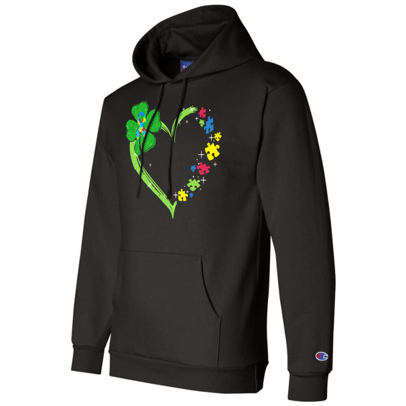 St Patricks Day Autism Awareness Heart T  Shirt Funny Autism St Patric Champion Hoodie | Artistshot