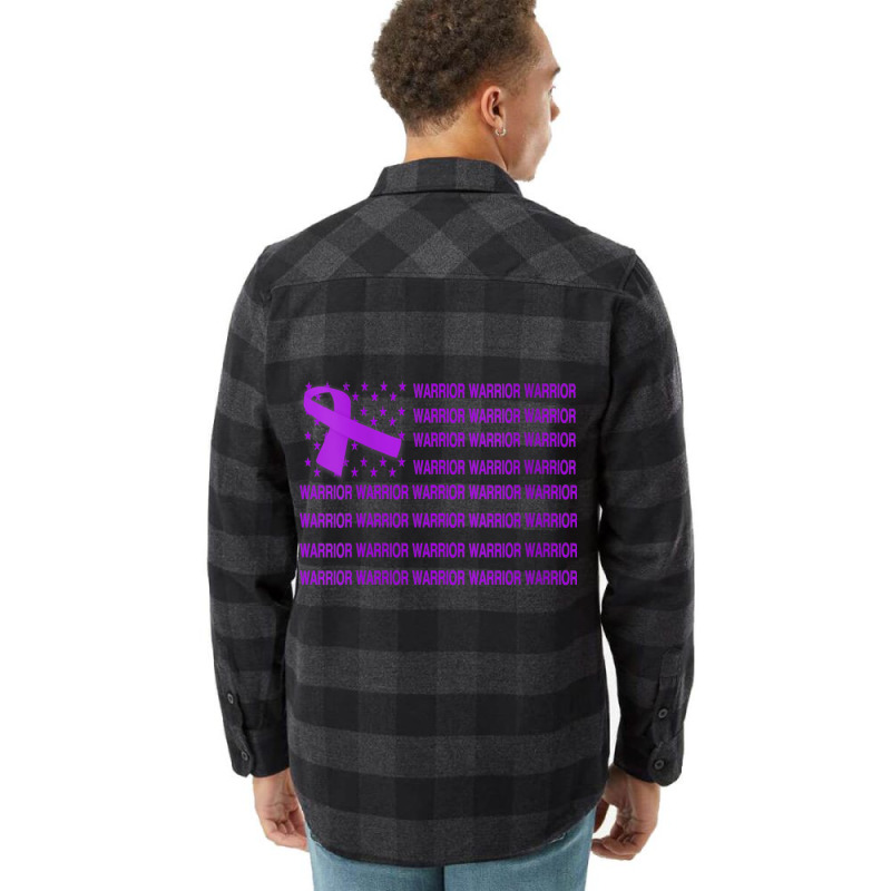 Womens Domestic Violence Warrior   Usa Flag Purple Ribbon V Neck T Shi Flannel Shirt | Artistshot