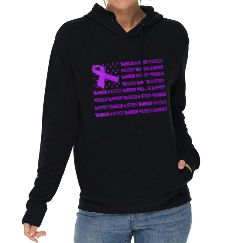 Womens Domestic Violence Warrior   Usa Flag Purple Ribbon V Neck T Shi Lightweight Hoodie | Artistshot