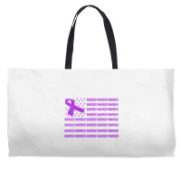 Womens Domestic Violence Warrior   Usa Flag Purple Ribbon V Neck T Shi Weekender Totes | Artistshot