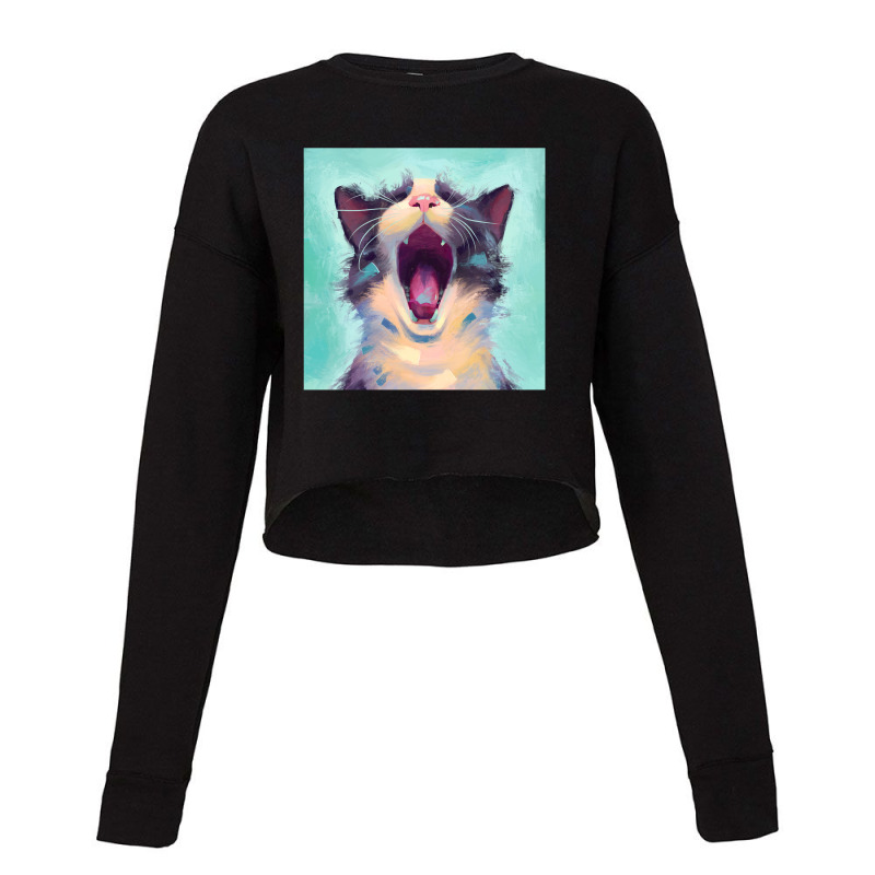 Trending Yawning Cat Cropped Sweater by London Post | Artistshot