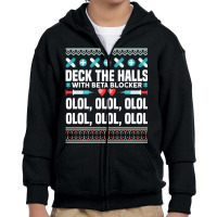 Deck The Halls Beta Blockers Nurse Christmas Ugly Sweater Youth Zipper Hoodie | Artistshot