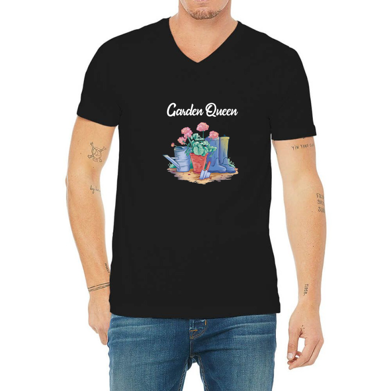 Gardener Funny Watering Can Wellington Boots Garden Queen V-neck Tee | Artistshot