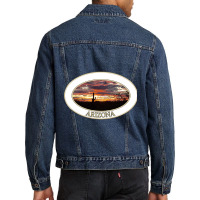 Artistshort Trending Arizona Sunset With Saguaro Cactus Men Denim Jacket | Artistshot