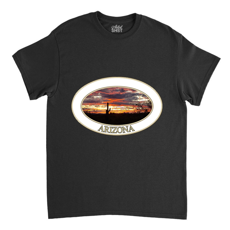 Artistshort Trending Arizona Sunset With Saguaro Cactus Classic T-shirt by declangreenwood | Artistshot