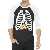 Hot Trend Funny Skeleton Halloween Pizza 3/4 Sleeve Shirt | Artistshot