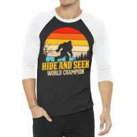 Bigfoot T  Shirt Retro Bigfoot Hide & Seek World Champion 3 3/4 Sleeve Shirt | Artistshot