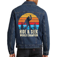 Bigfoot T  Shirt Retro Bigfoot Hide & Seek World Champion 6 Men Denim Jacket | Artistshot