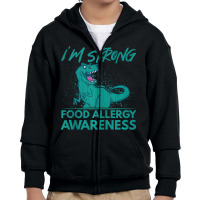 I'm Strong Food Allergy Awareness Month Teal Ribbon Youth Zipper Hoodie | Artistshot