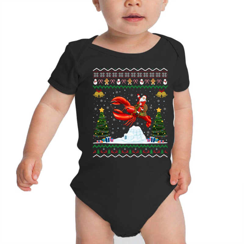 Limited Edition Lobster Ugly Xmas Santa Riding Lobster Christmas Baby Bodysuit by Whitehead Hoppe | Artistshot