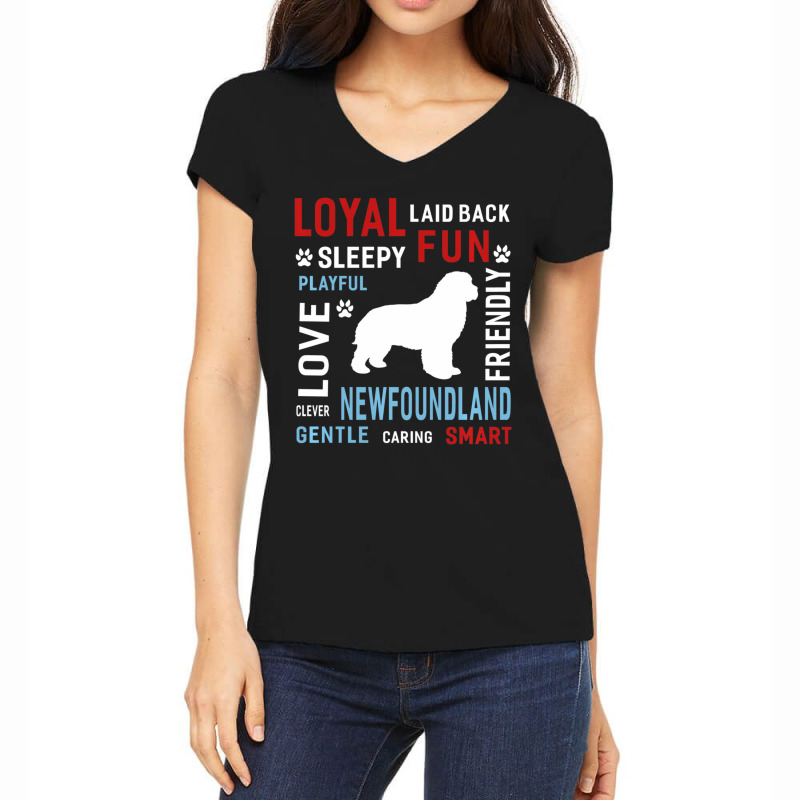 Hot Trend Love Gentle Smart Clever Newfoundland Dog Women's V-Neck T-Shirt by Whitehead Hoppe | Artistshot