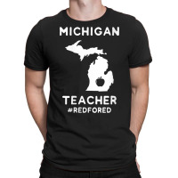 Womens Red For Ed Michigan Teacher Public Education V Neck T Shirt T-shirt | Artistshot