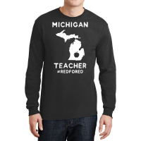 Womens Red For Ed Michigan Teacher Public Education V Neck T Shirt Long Sleeve Shirts | Artistshot