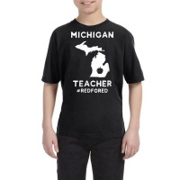 Womens Red For Ed Michigan Teacher Public Education V Neck T Shirt Youth Tee | Artistshot