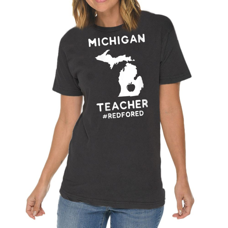 Womens Red For Ed Michigan Teacher Public Education V Neck T Shirt Vintage T-shirt | Artistshot