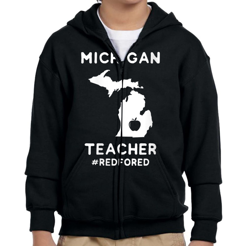 Womens Red For Ed Michigan Teacher Public Education V Neck T Shirt Youth Zipper Hoodie | Artistshot