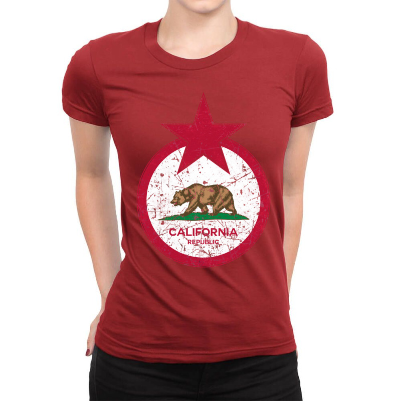 California Republic Us Flag Ladies Fitted T-Shirt by qraakninp | Artistshot