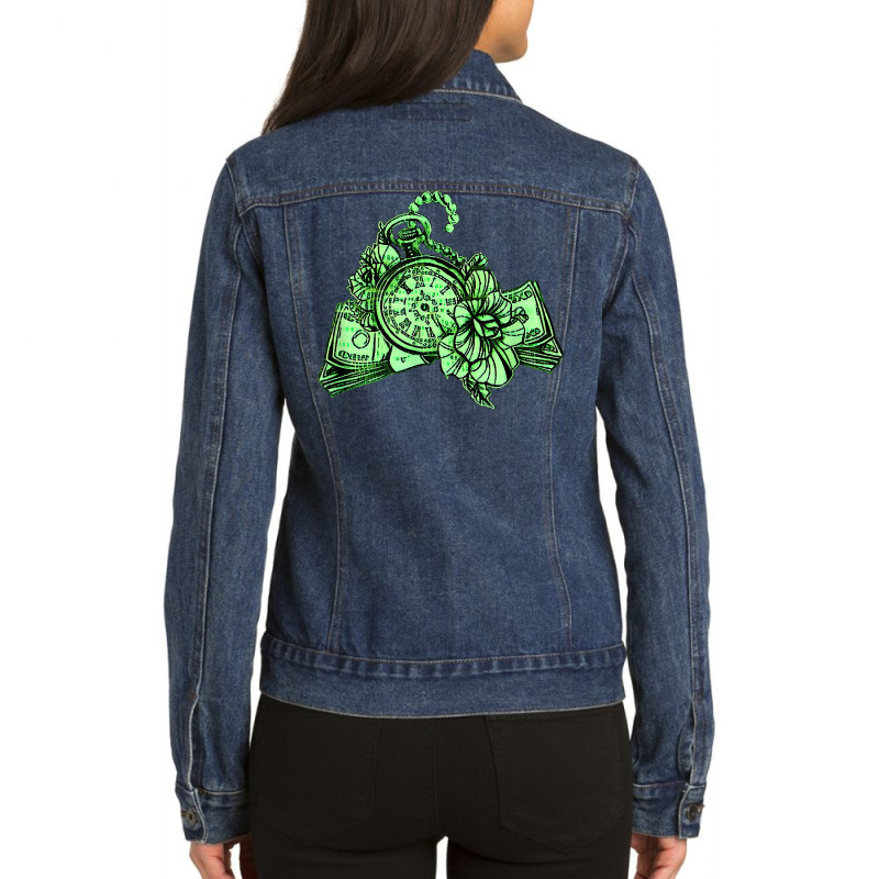 Time Is Money T Shirt Ladies Denim Jacket by shanesxk | Artistshot