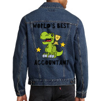 Funny Accountant Best Greawtest Dinosaur T Rex Tyrannosaurus Cute 70s Men Denim Jacket | Artistshot