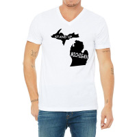 Stand Up Michigan V-neck Tee | Artistshot