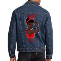 Audit Clerk Black Woman Strong Retro Vintage Poster Style Art Work Yel Men Denim Jacket | Artistshot