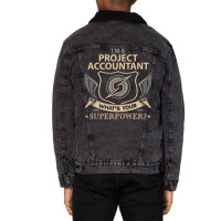 Project Accountant T  Superpower Gift Item Tee Unisex Sherpa-lined Denim Jacket | Artistshot