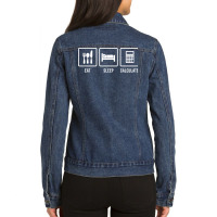 Eat Sleep Calculate Music Ladies Denim Jacket | Artistshot