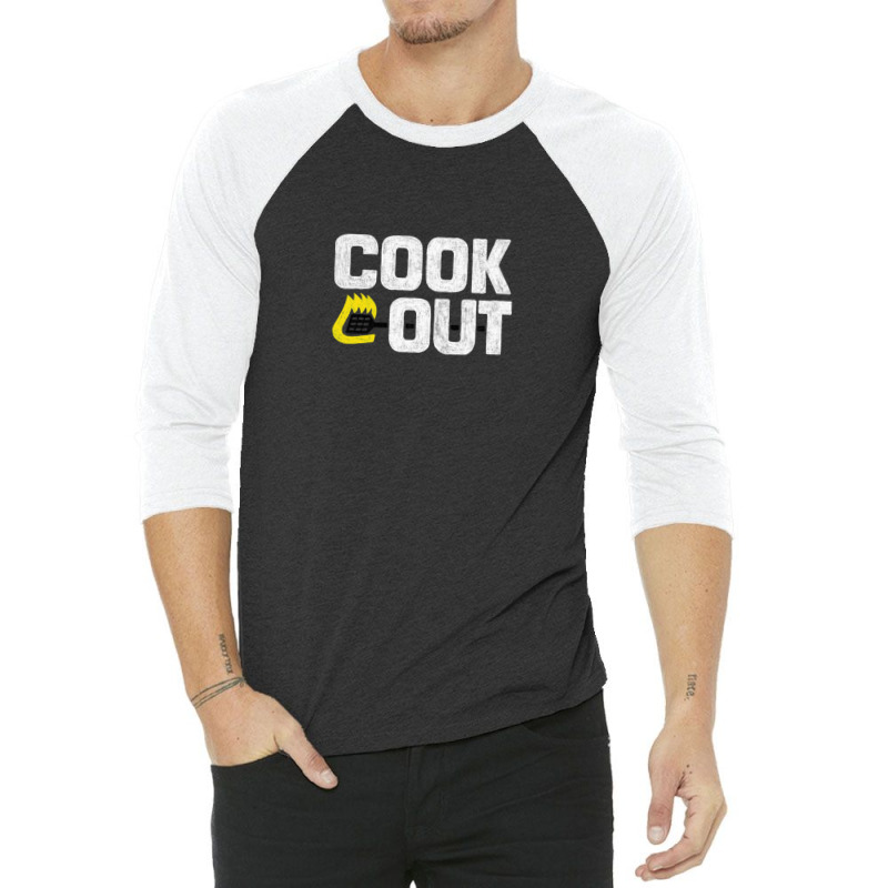 Cookout  Vintage Chalk Texture  White & Black 3/4 Sleeve Shirt by KevinKennemore | Artistshot