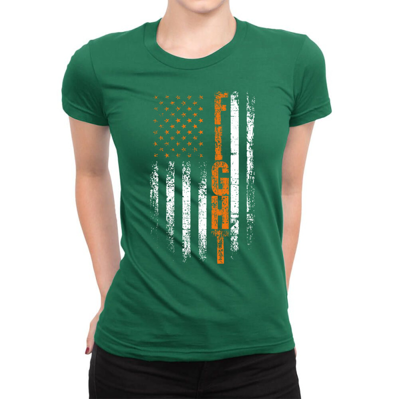 Adhd Awareness Ribbon American Flag In This Family We Fight Together 7 Ladies Fitted T-Shirt by boitonerdnif | Artistshot