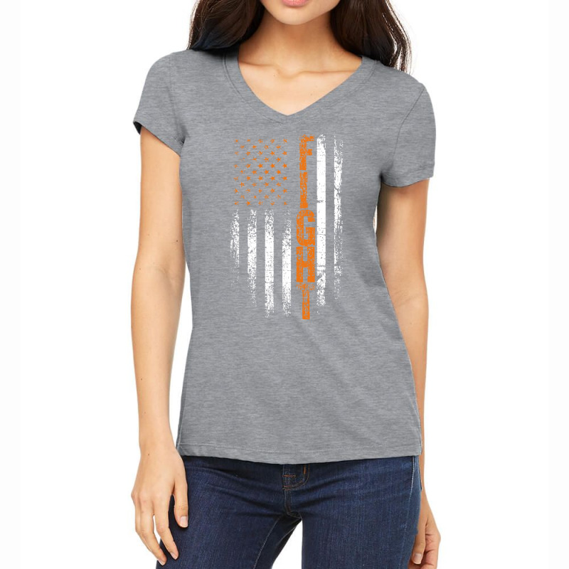 Adhd Awareness Ribbon American Flag In This Family We Fight Together 7 Women's V-Neck T-Shirt by boitonerdnif | Artistshot