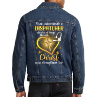 Never Underestimate A Dispatcher Tumblr Men Denim Jacket | Artistshot