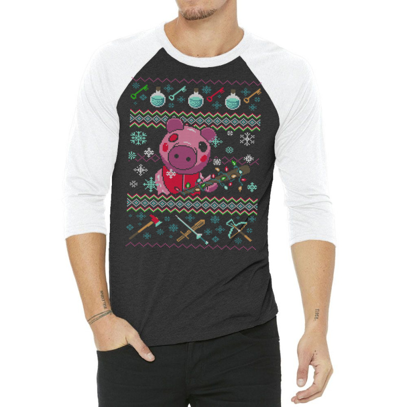 Piggy Christmas Sweater 3/4 Sleeve Shirt by kassirromkes5 | Artistshot